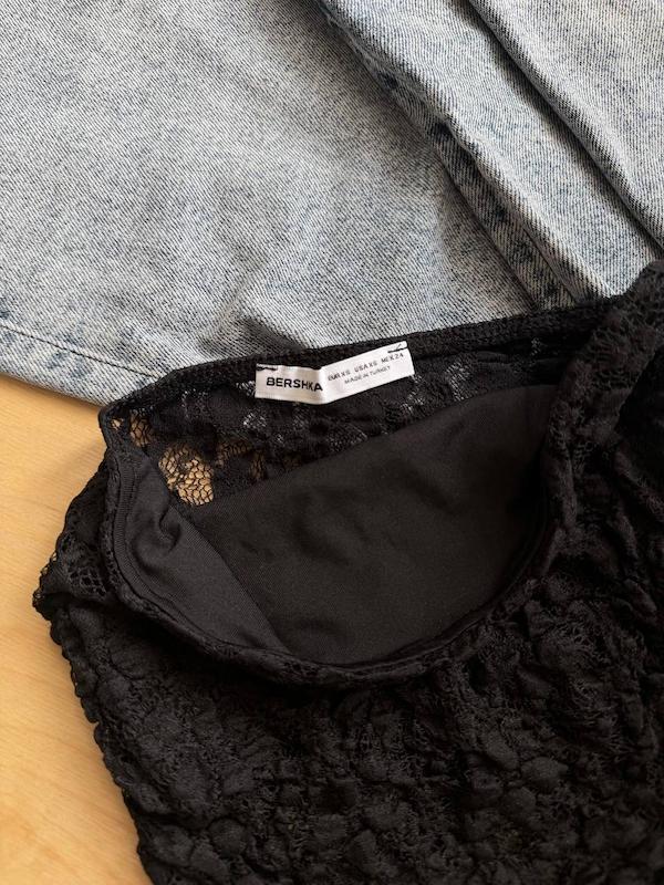 بادی دکلته گیپوری مشکی برند bershka