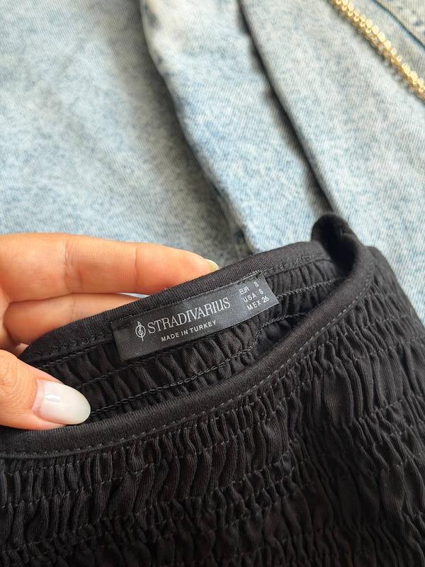 تاپ حلقه ای چین چینی مشکی برند stradivarius