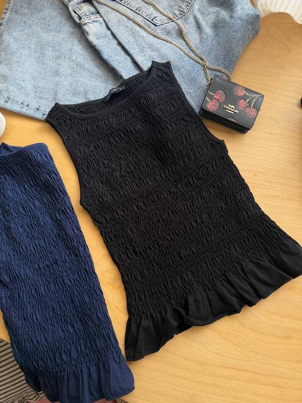 تاپ حلقه ای چین چینی مشکی برند stradivarius