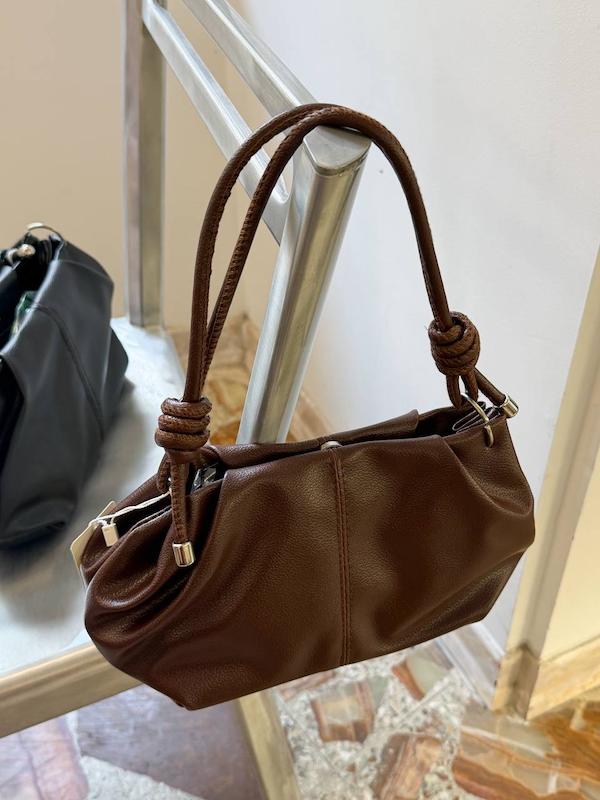 کیف چرمی رنگ قهوه ای دکمه ای noir کد ۵