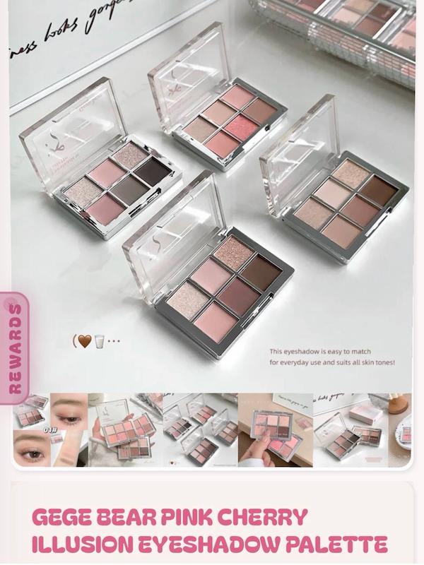 پالت سایه pink cherry با ۴ کدرنگی مختلف برند gege bear