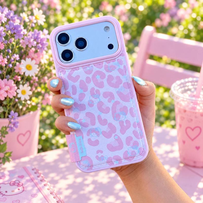 Pink Leopard Hello Kitty Phone Case , قاب هلو کیتی با دیزاین پلنگی 