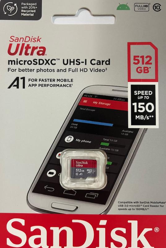 کارت حافظه میکرو اس دی سن دیسک Ultra A1 UHS I 512GB