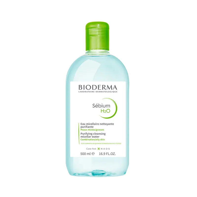 محلول پاک کننده آرایش مدل Sebium H2O برند Bioderma مناسب پوست چرب و جوش دار