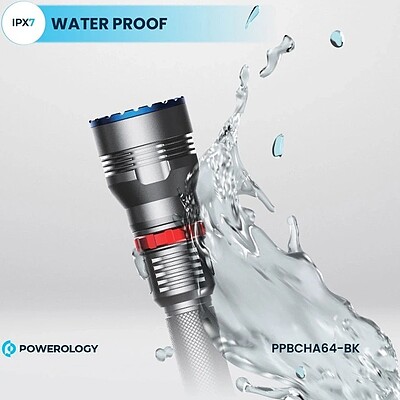  چراغ قوه پاورولوژی Powerology 4000mAh Waterproof LED Flashlight PPBCHA64-BK