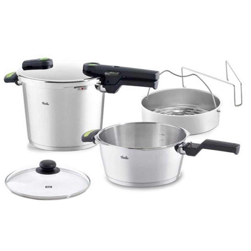 زودپز فیسلر آلمان دو قلو همراه بخارپز مدل Fissler Vitaquick Green گنجایش 3/5+6 لیتر