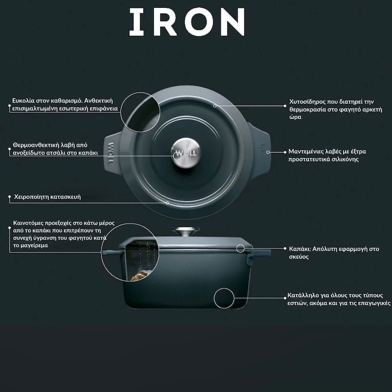 قابلمه روستر چدن وول آلمان سایز 34*26 مدل Woll Iron Cast Carbon Grey