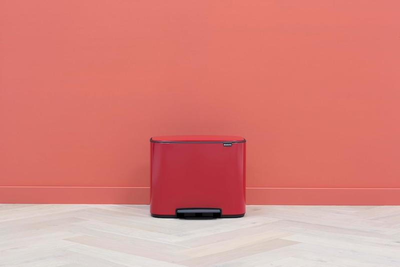 سطل زباله 11+23 لیتر برابانتیا هلند قرمز مدل  BRABANTIA BO PEDAL BIN RED LIMITED EDITION
