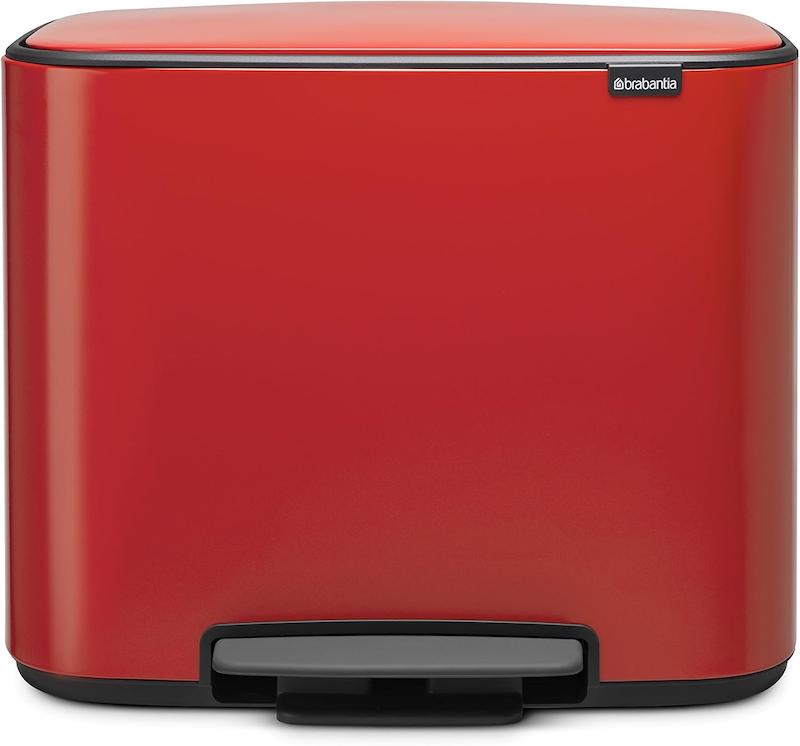 سطل زباله 11+23 لیتر برابانتیا هلند قرمز مدل  BRABANTIA BO PEDAL BIN RED LIMITED EDITION