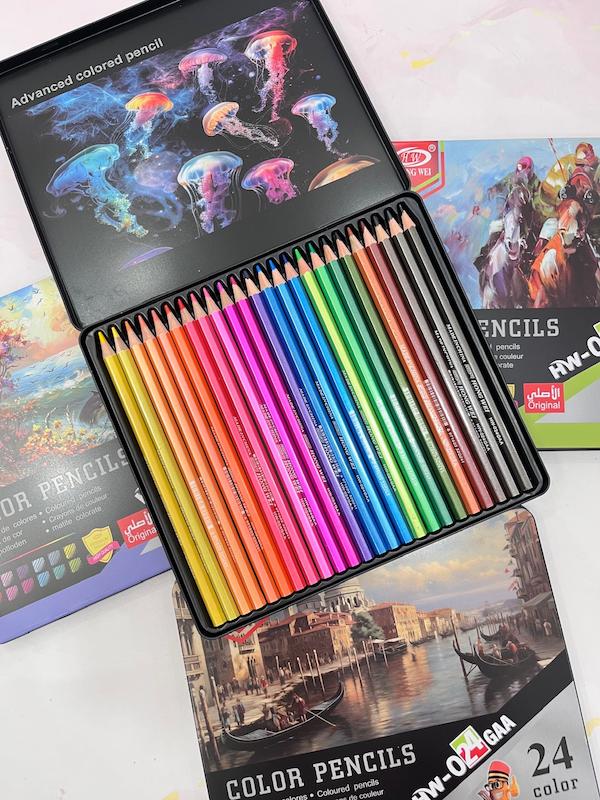 مدادرنگ جعبه فلزی ۲۴رنگ حرفه ای برند HongWei