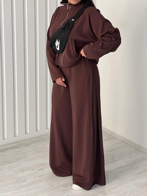 ست سویشرت و شلوار TEM قهوه ای