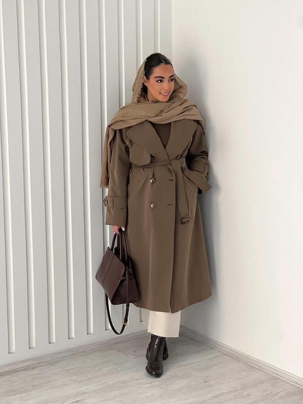 ترنچ کت RAIN سبز عدسی