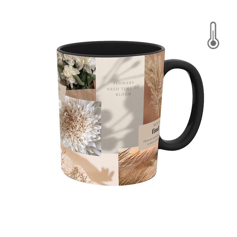 ماگ حرارتی طرح عکس های گرافیکی با تم رنگ کرم