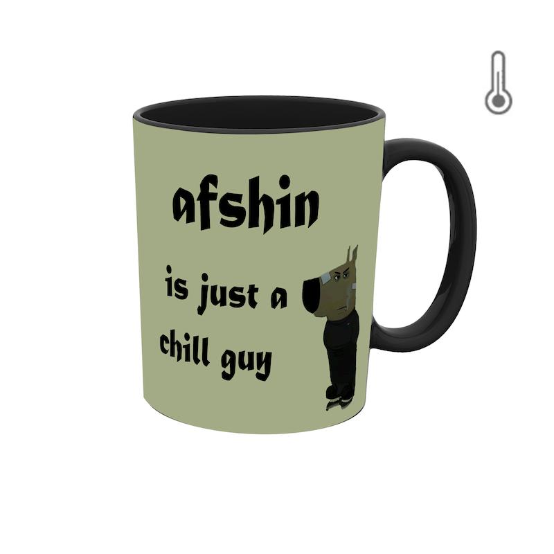 ماگ حرارتی طرح اسم افشین مدل چیل گای 