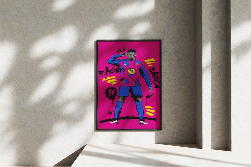 قاب عکس دیواری مدل فوتبالی رشفورد بارسلونا