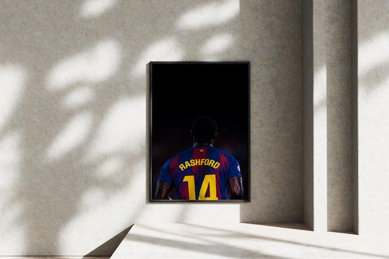 قاب عکس دیواری مدل فوتبالی رشفورد بارسلونا