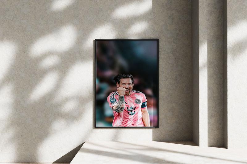 قاب عکس دیواری مدل تیم اینترمیامی مسی