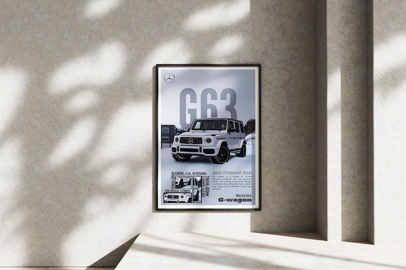 قاب عکس دیواری مدل پوستر بنز جی کلاس