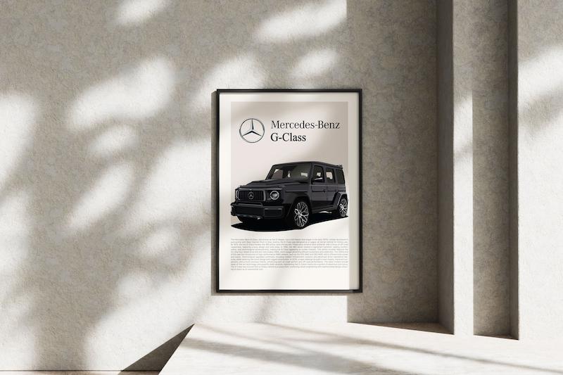 قاب عکس دیواری مدل پوستر بنز جی کلاس