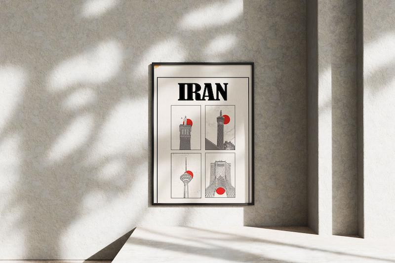 قاب عکس دیواری مدل پوستر ایران IRAN