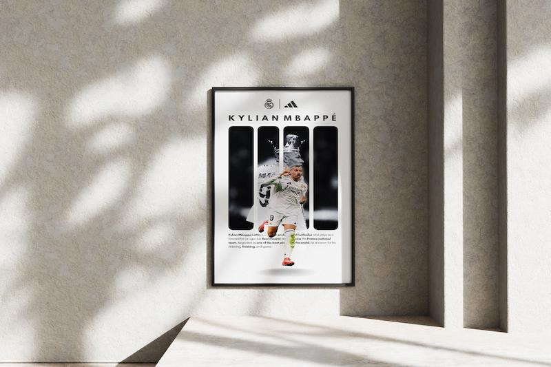 قاب عکس دیواری مدل پوستر امباپه رئال مادرید