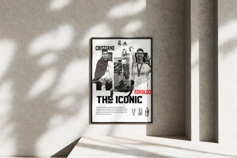 قاب عکس دیواری مدل پوستر رونالدو رئال مادرید