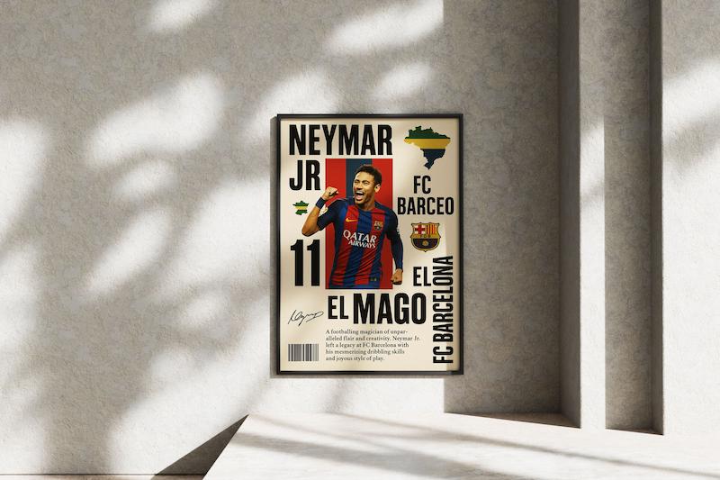 قاب عکس دیواری مدل پوستر نیمار بارسلونا