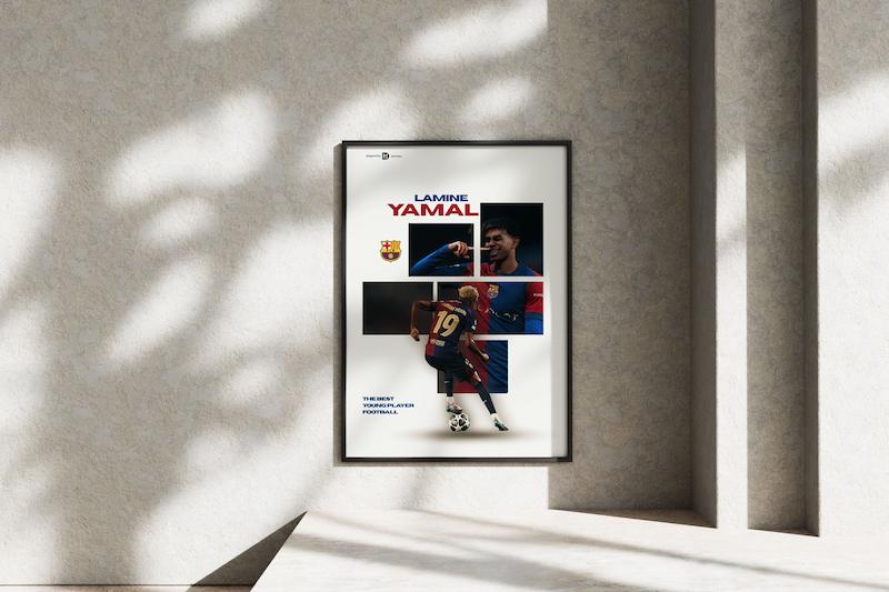 قاب عکس دیواری مدل پوستر لامین یامال بارسلونا