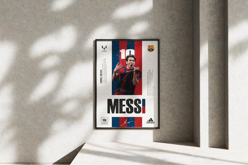 قاب عکس دیواری مدل پوستر لیونل مسی بارسلونا
