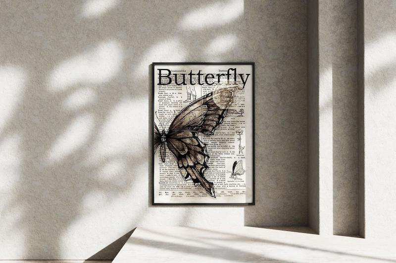 قاب عکس دیواری مدل پوستر پروانه