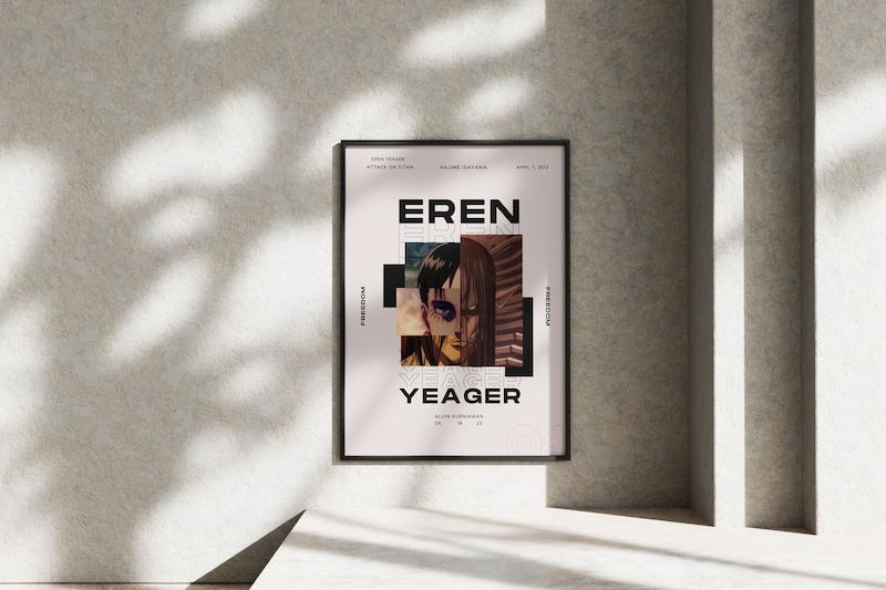 قاب عکس دیواری مدل پوستر انیمه اتک آن تایتان 