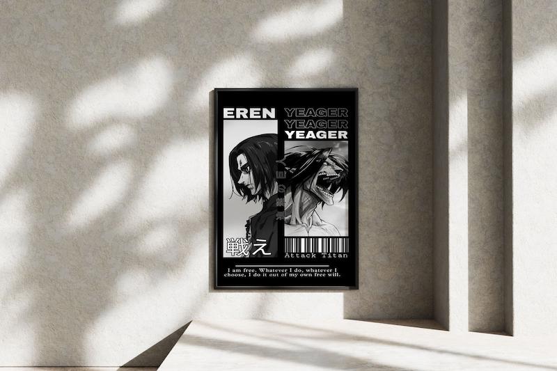قاب عکس دیواری مدل پوستر انیمه اتک آن تایتان 
