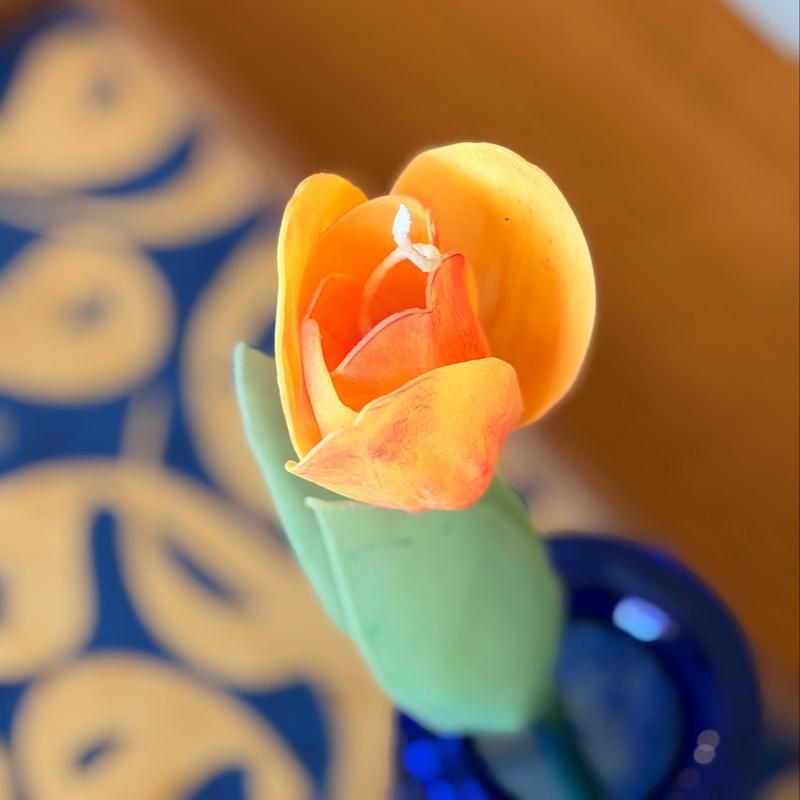شمع دست ساز شاخه گل لاله