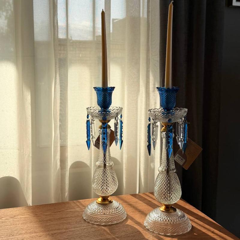 شمعدان کریستال آبی