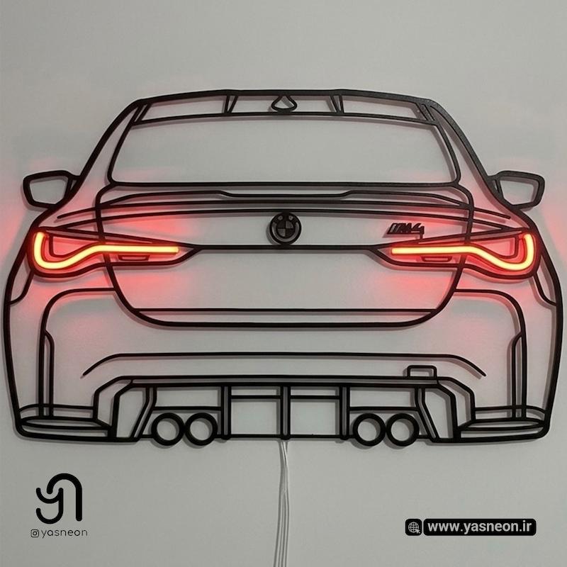تابلو خطی طرح نمایه عقب  خودرو BMW