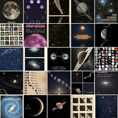 پک پوستر ۵۰ تایی آ۵ moon & galaxy