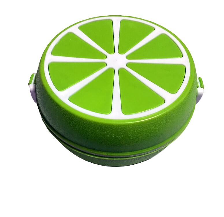 ظرف غذا پلاستیکی گرد درب دار طرح لیمو -Round plastic food container with lemon design lid