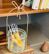 جا قاشقی و جانباتی طلایی شیشه آبگز -Abgez glass spoon holder and golden sides
