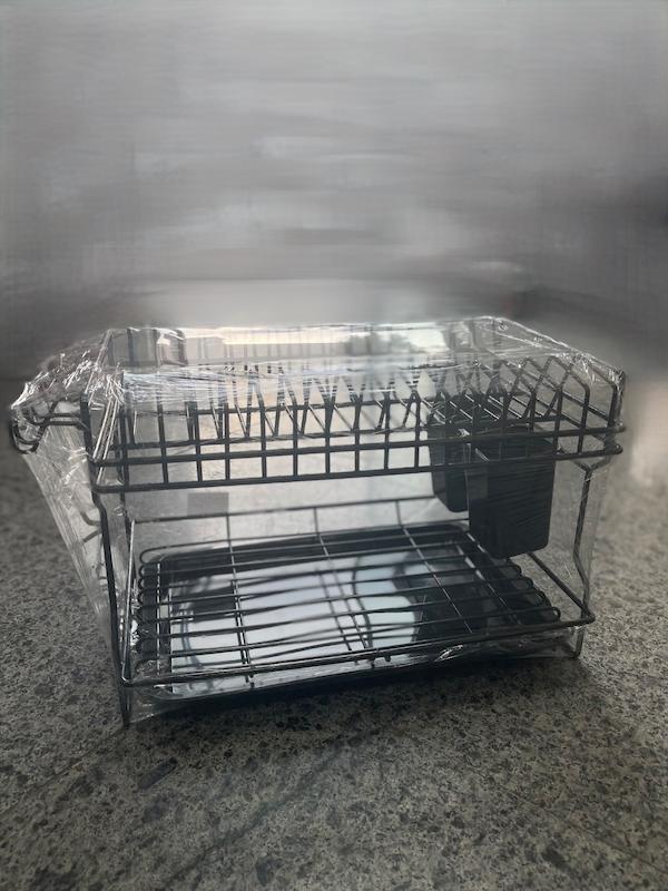 جا ظرفی ۲ طبقه کوچک روکش دار مشکی حامی فلز _Small 2-tiered container with black metal support