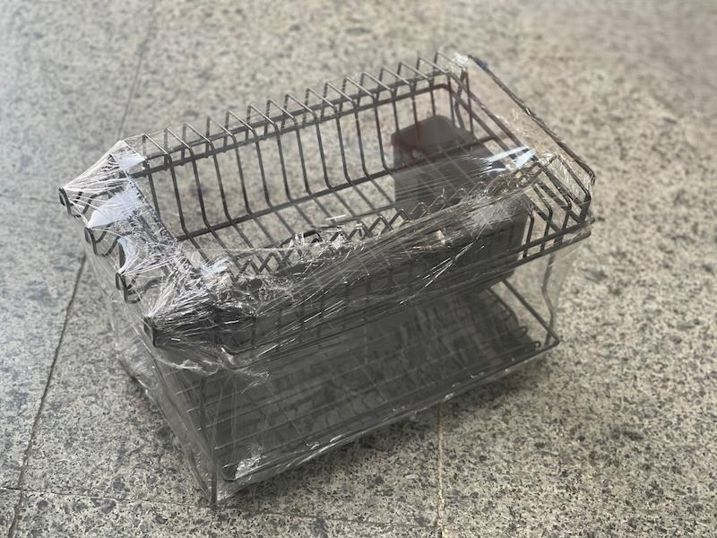 جا ظرفی ۲ طبقه کوچک روکش دار مشکی حامی فلز _Small 2-tiered container with black metal support