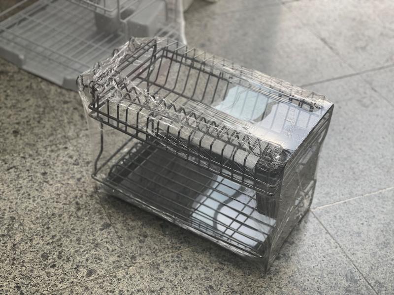 جا ظرفی ۲ طبقه کوچک روکش دار مشکی حامی فلز _Small 2-tiered container with black metal support