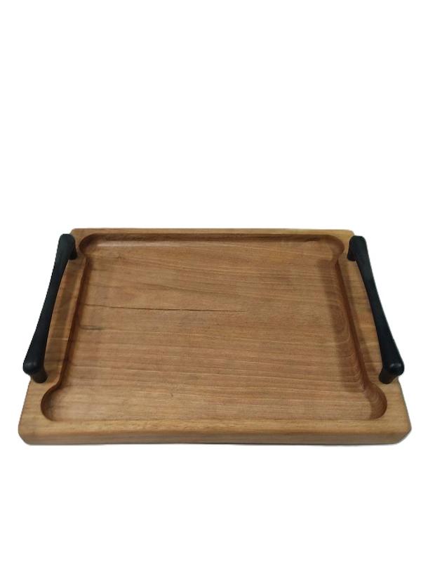 سینی چوبی مستطیل دسته فلزی مشکی کد 1103 -Rectangular wooden tray with black metal handle, code 1103