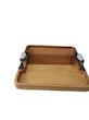سینی چوبی مربع دسته فلزی مشکی نگین دار -Square wooden tray with a black metal handle and jeweled handles