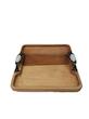 سینی چوبی مربع دسته فلزی مشکی نگین دار -Square wooden tray with a black metal handle and jeweled handles