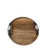 سینی چوبی گرد دسته فلزی مشکی نگین دار -Round wooden tray with a black metal handle and jeweled handles