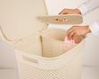 سبد رخت دربدار بلند طرح بافت لیمون -A long woven basket with a door
