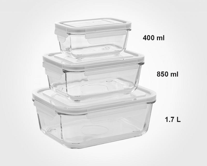 ست ظرف شیشه ای مستطیل لیمون -Rectangular glass container set