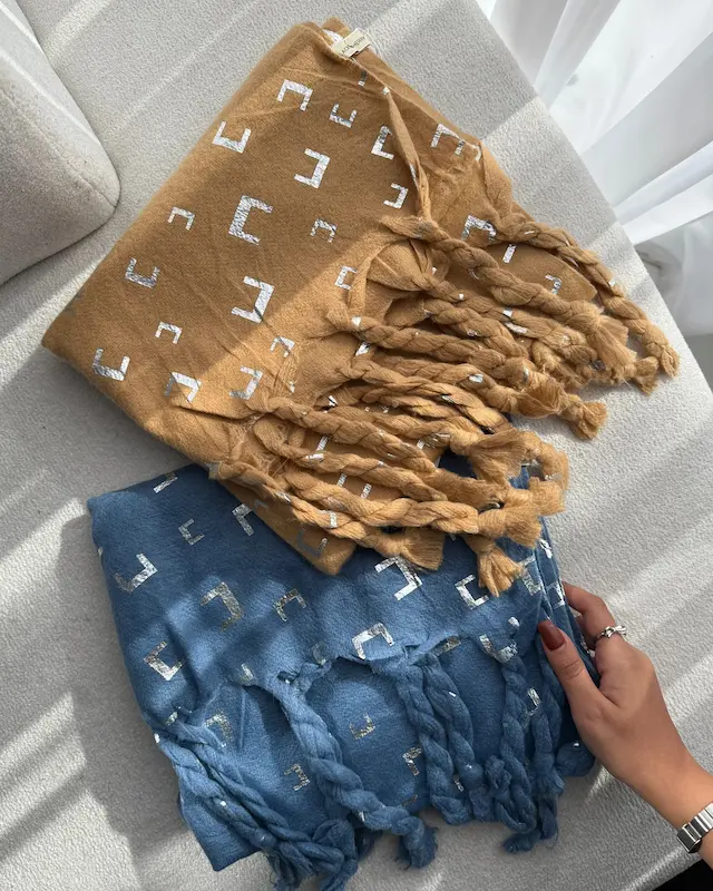 شال بیگ اسکارف نقره کوب وارداتی 4682