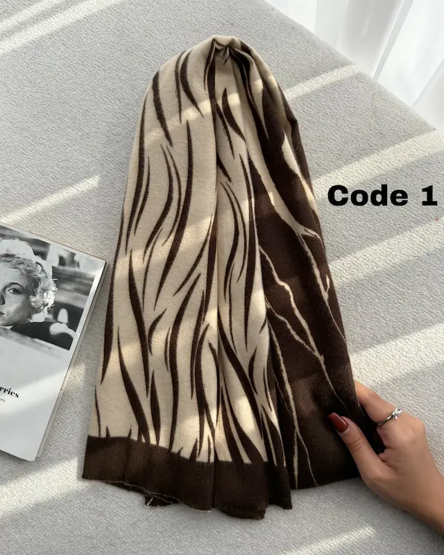 شال موهر زبرا پشمی اورجینال 4699