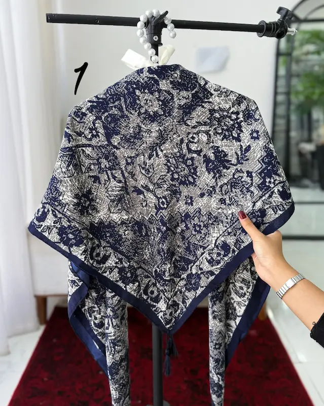 روسری نخ سیا اسکارف طرحدار 4858